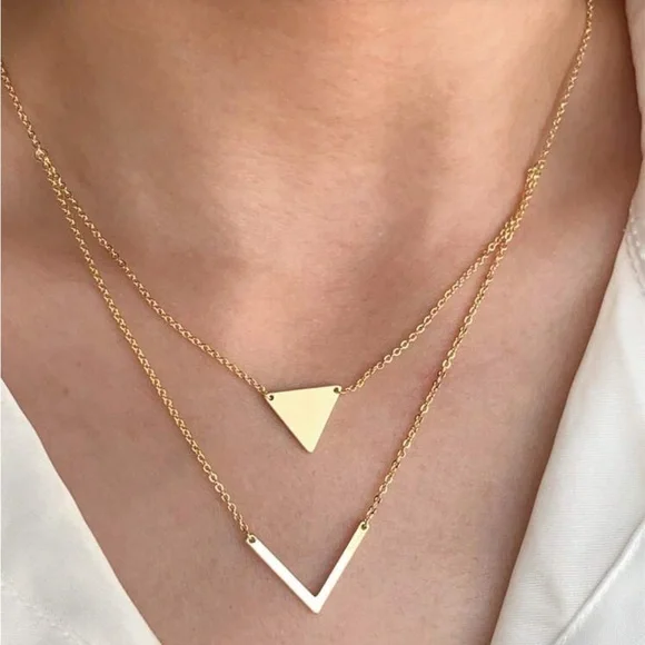 Elegant Gold Triangle Necklace R72 - Picture 2 of 3